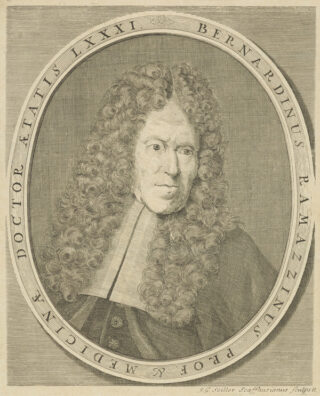 Portret gravură Bernardino Ramazzini, părintele medicinei muncii